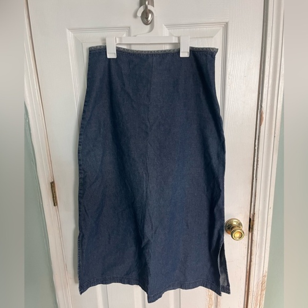 Sundance Vintage Denim Maxi Skirt Side Slit Size 12